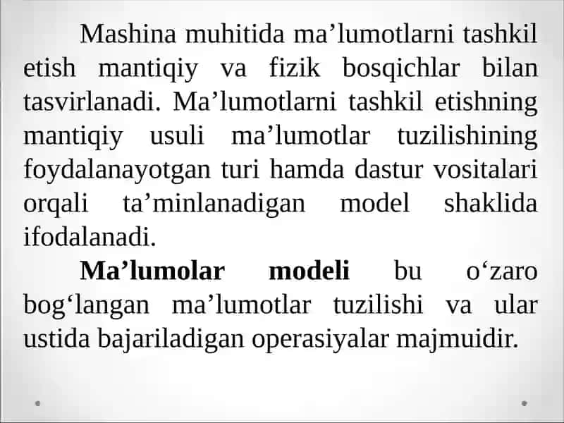 Ma’lumotlar bazalari va katta xajmdagi ma’lumotlar bilan ishlash texnologiyalari 3