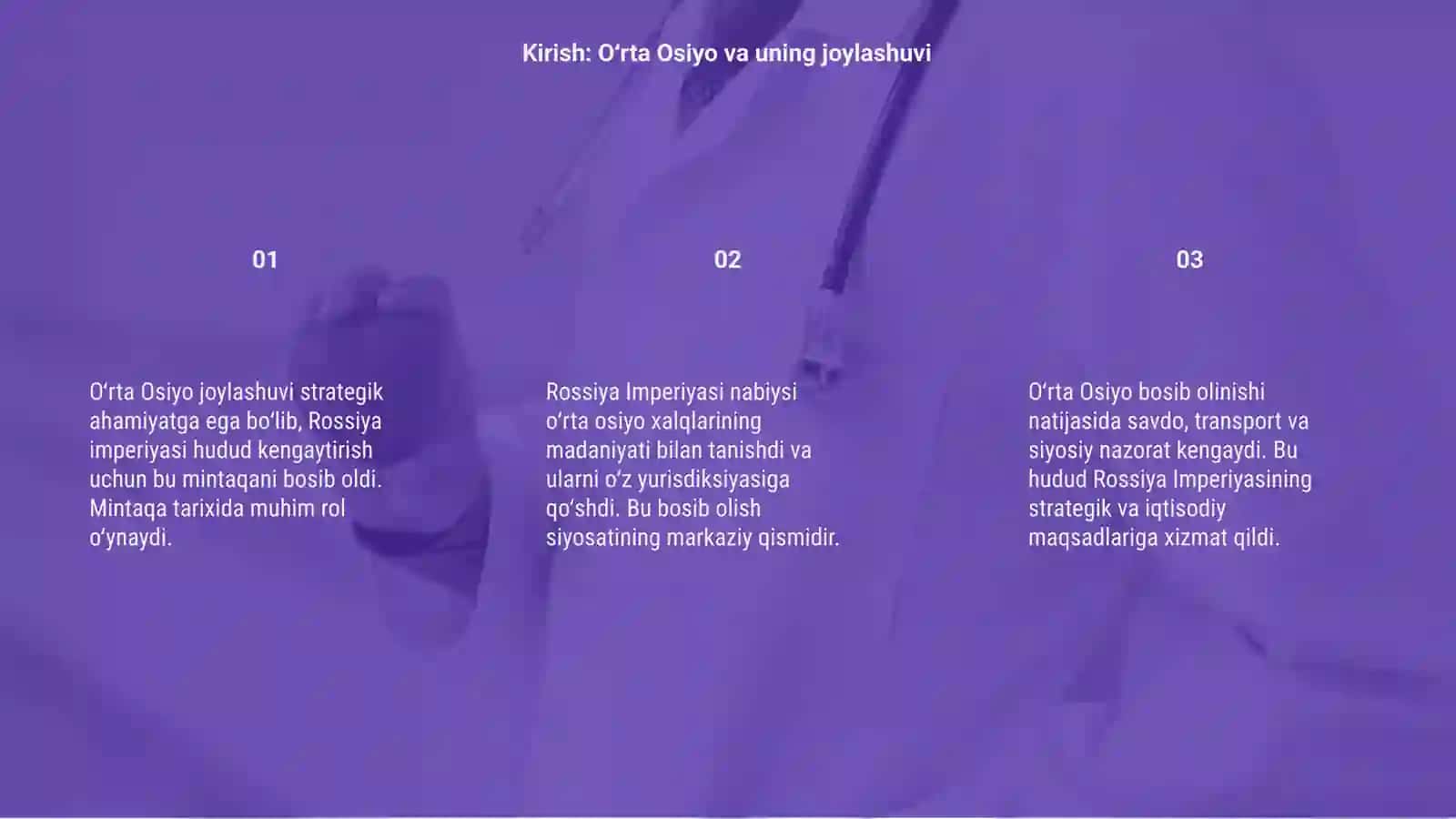 Oʻrta Osiyoning rassiya imperiyasi tomonidan bosib olinishi 3
