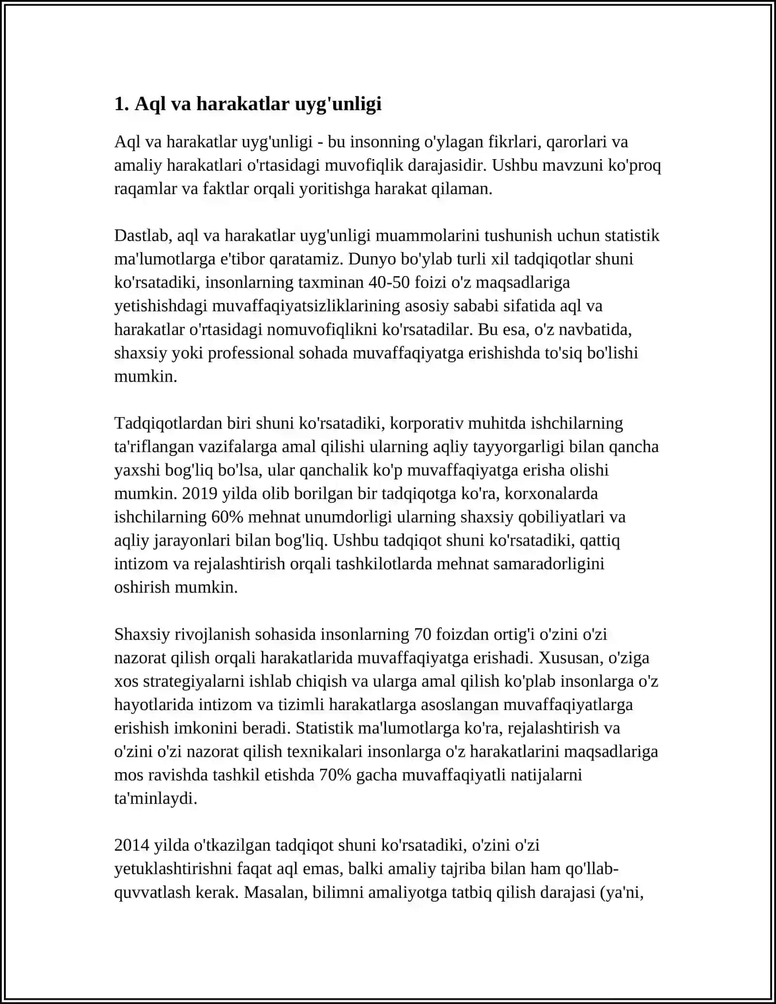 Aqliy harakatlar va intellektual faollikning egallanishi 3
