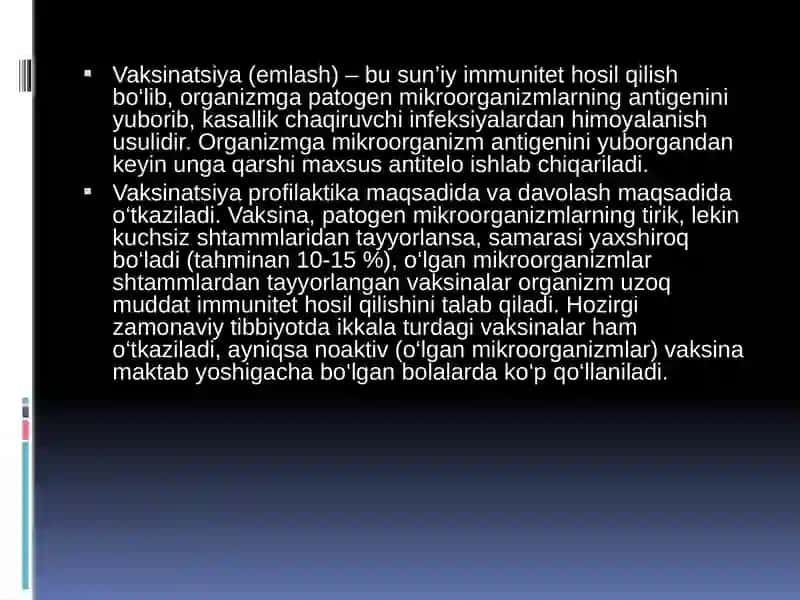 EMLASH JADVALI. VAKSINATSIYA KO’RSATMASI VA QARSHI KO’RSATMA 3