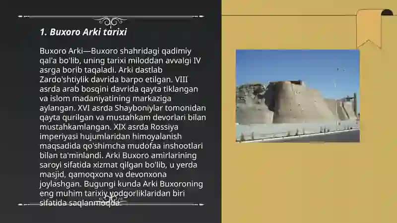BUXORO ARKI HAQIDA MALUMOT 3