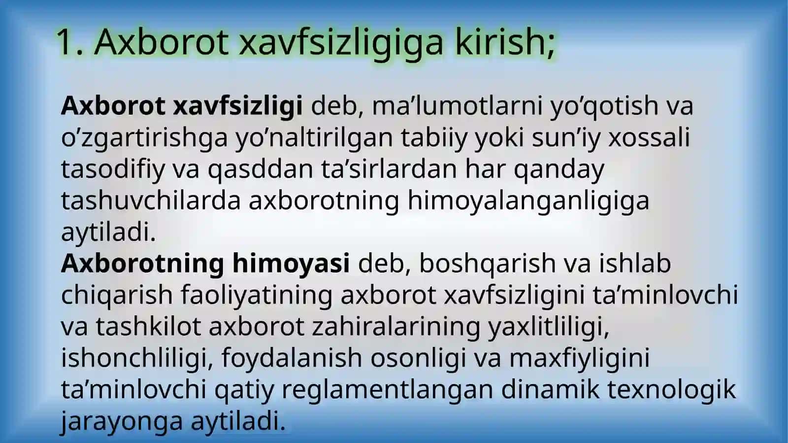 Axborot xavfsizligi va unita’minlash usullari 3