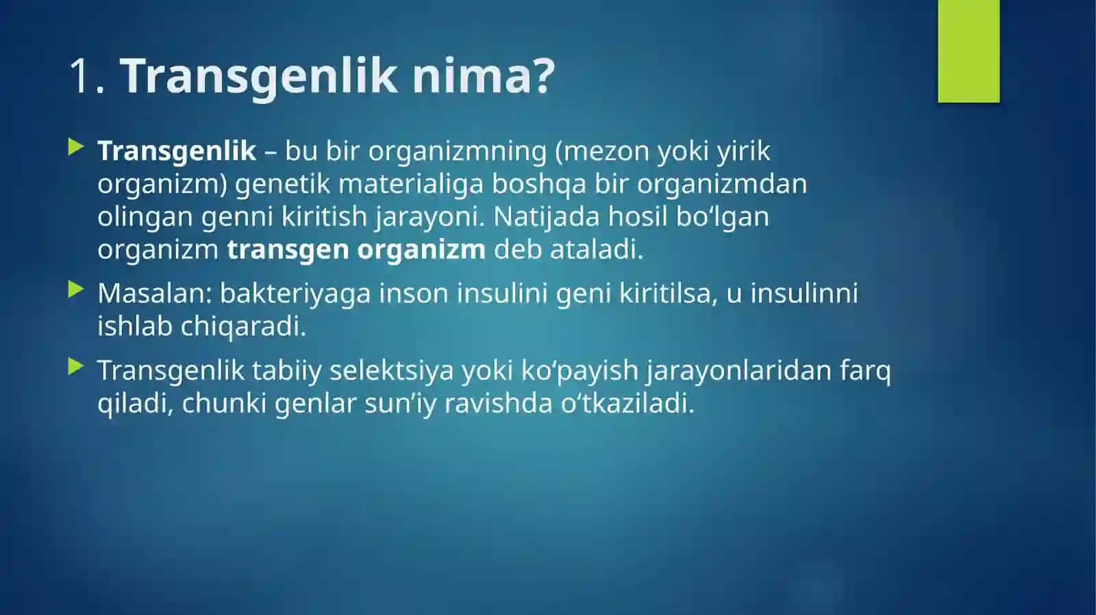 Transgenozni biologik xususiyatlari 3