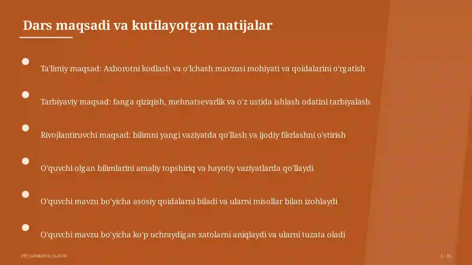 Axborotni kodlash va o'lchash (7-sinf) 3