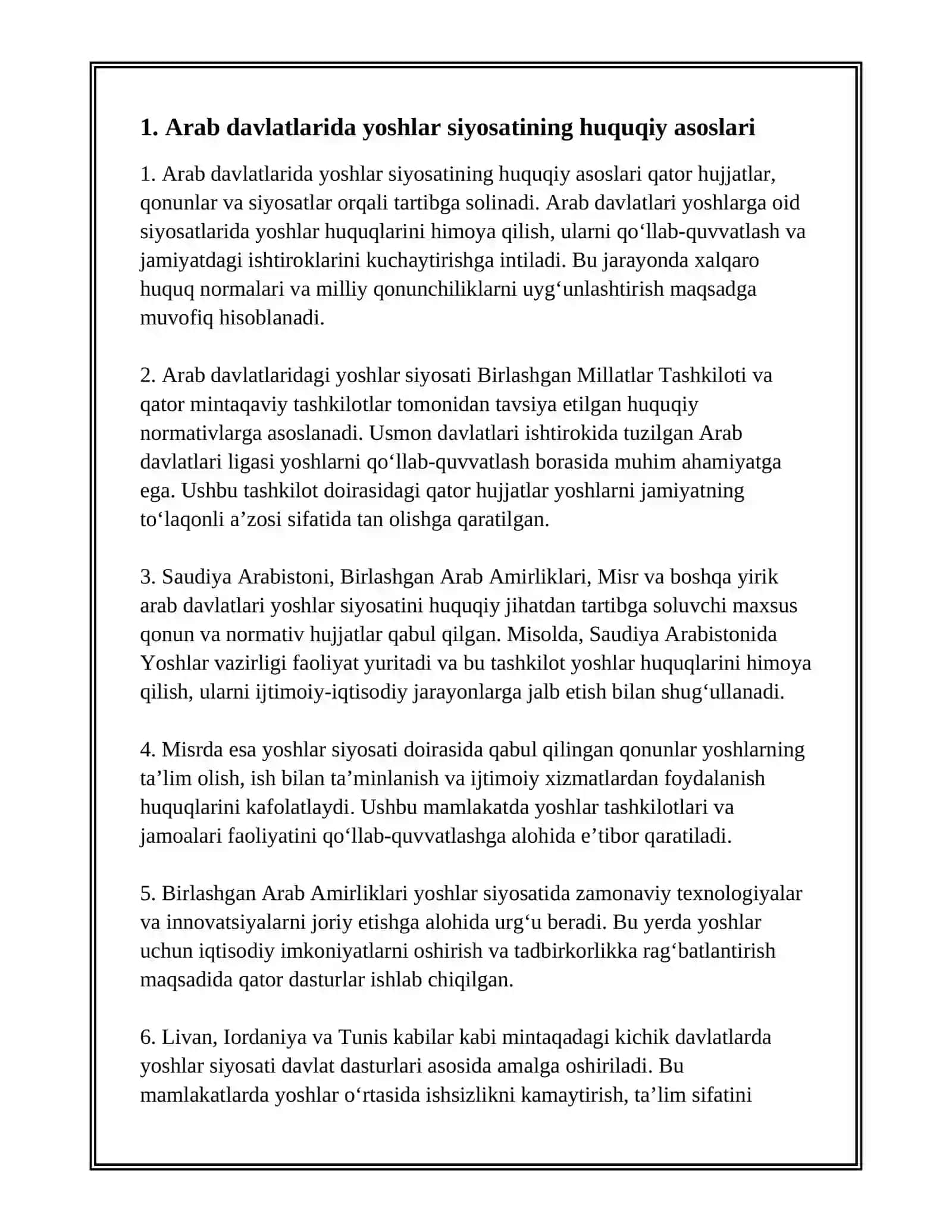 ARAB DAVLATLARIDA YOSHLAR SIYOSATI 3