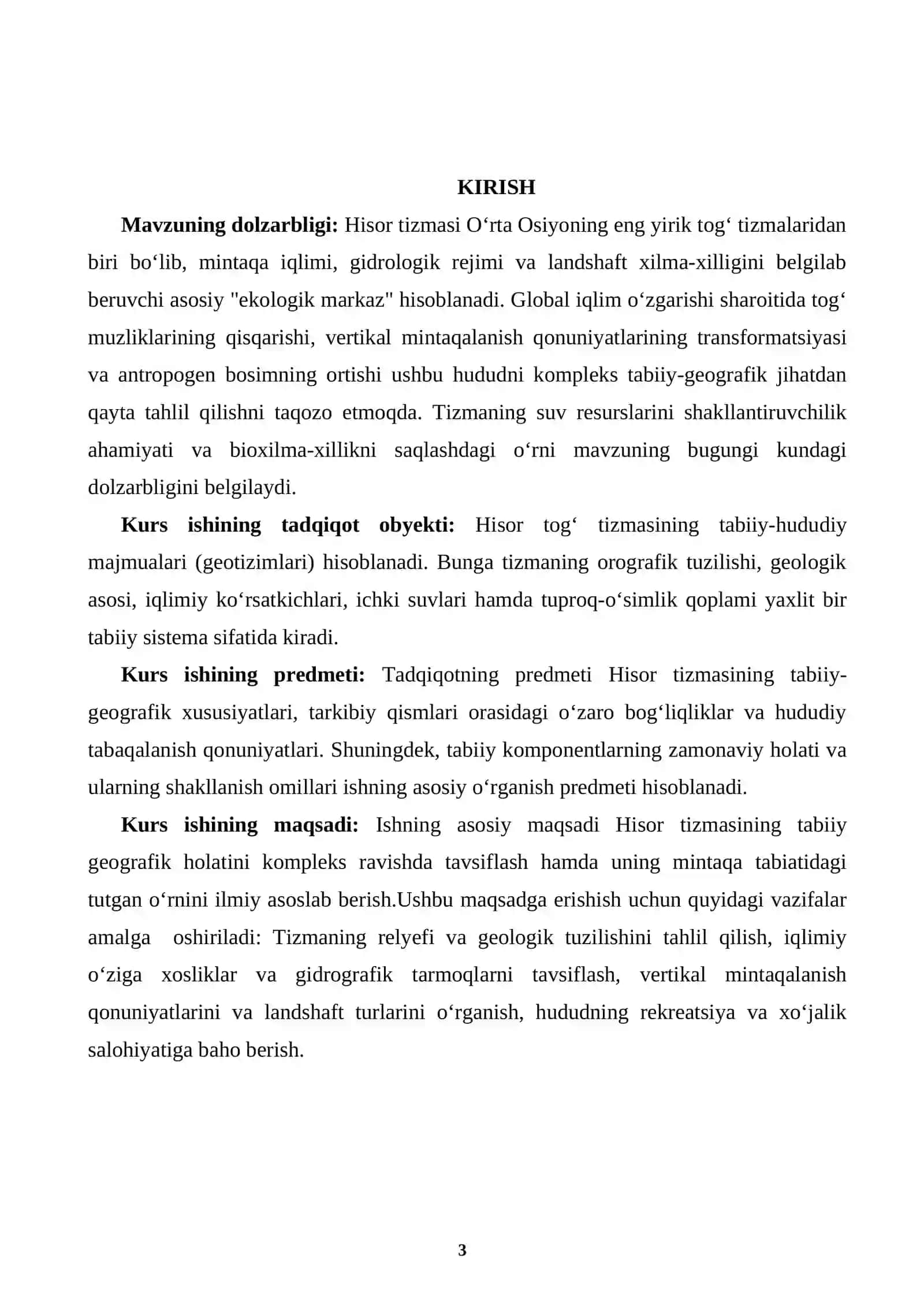 Hisor tizmasining tabiiy-geografik xususiyatlari 3