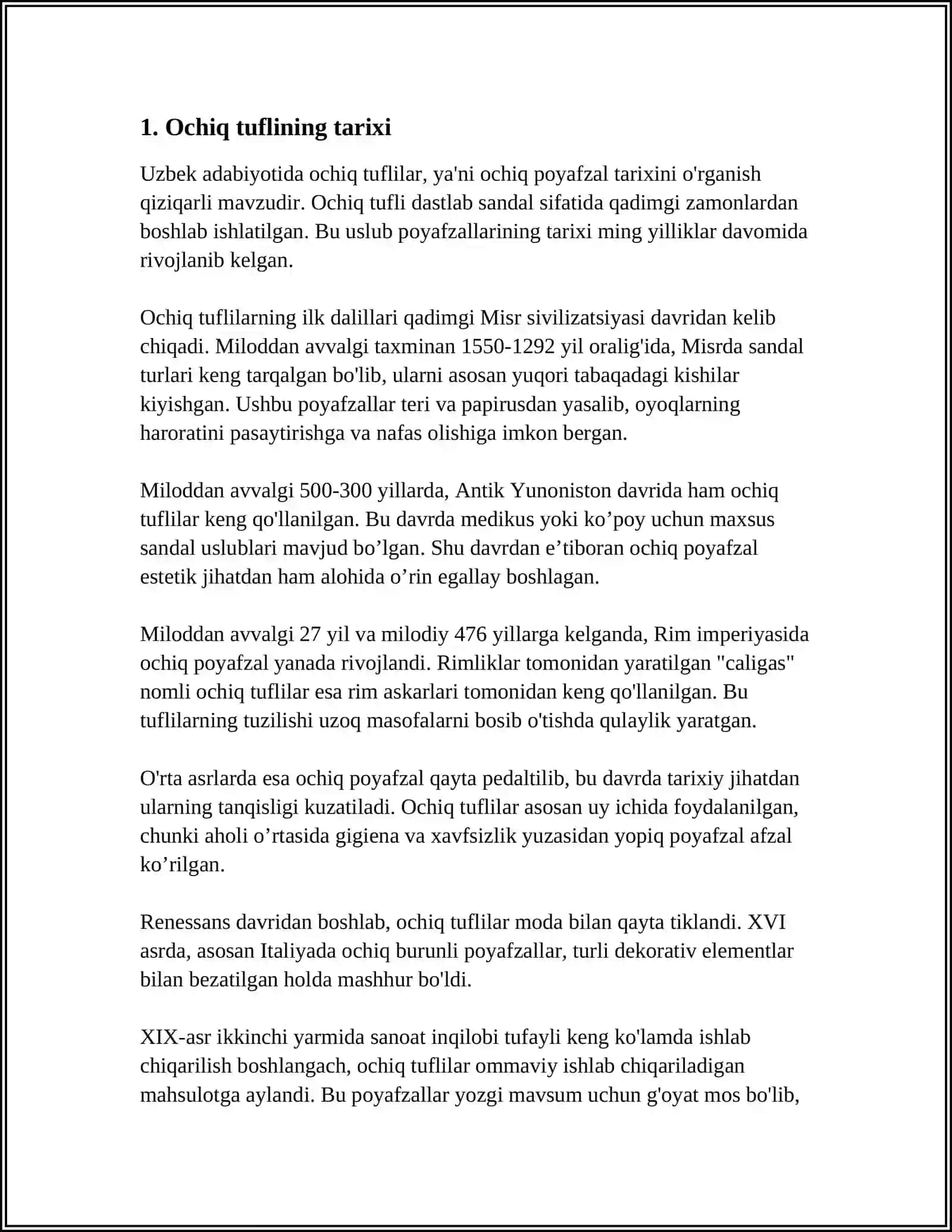 AYOLLAR OCHIQ TUFLISINI LOYIHALASH 3