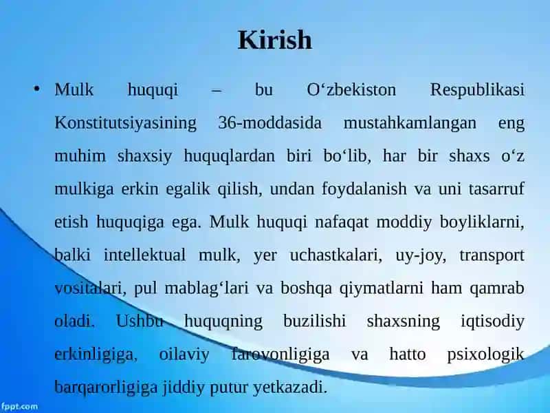 INSONNING MULK HUQUQINI HIMOYA QILISH USULLARI 3