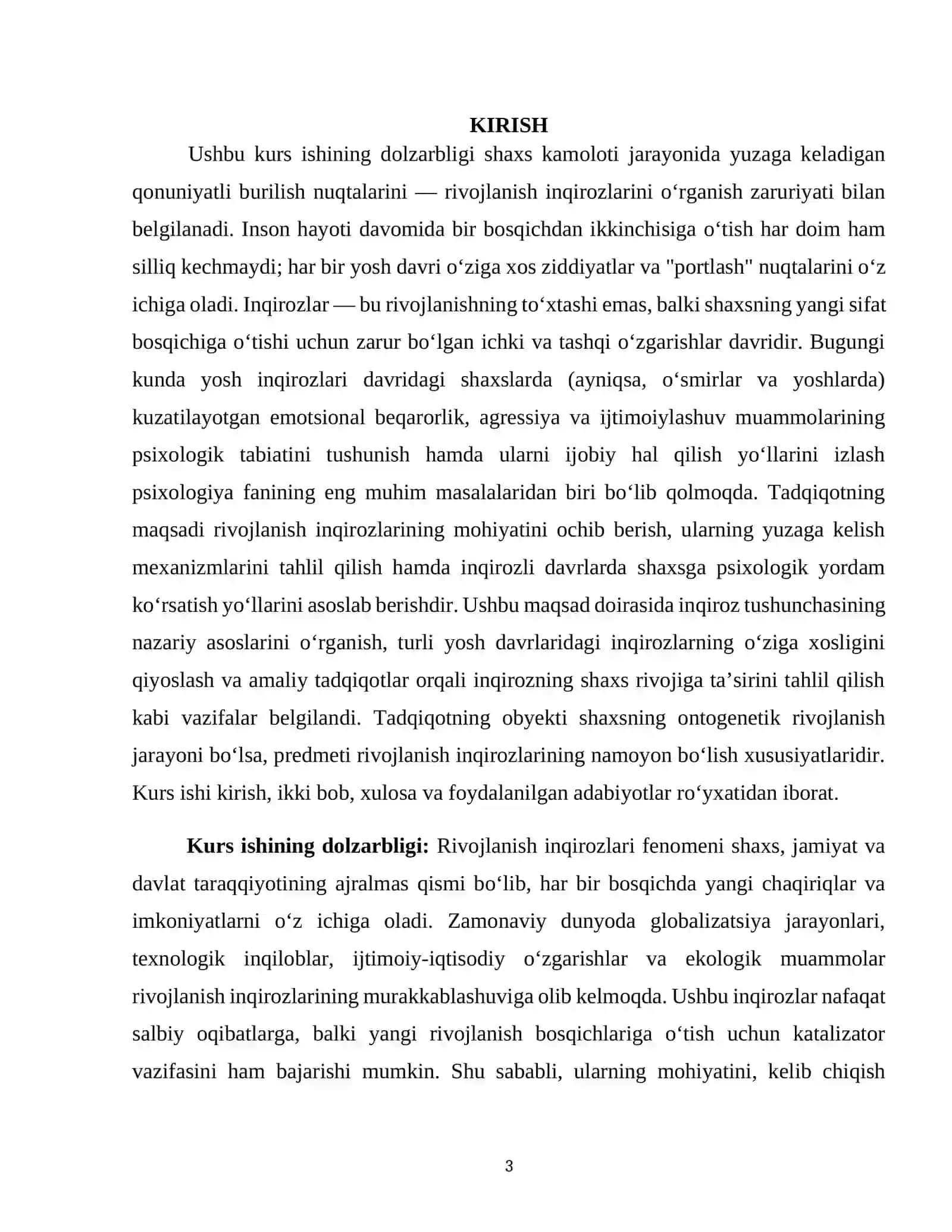 Rivojlanish inqirozlari fenomeni 3