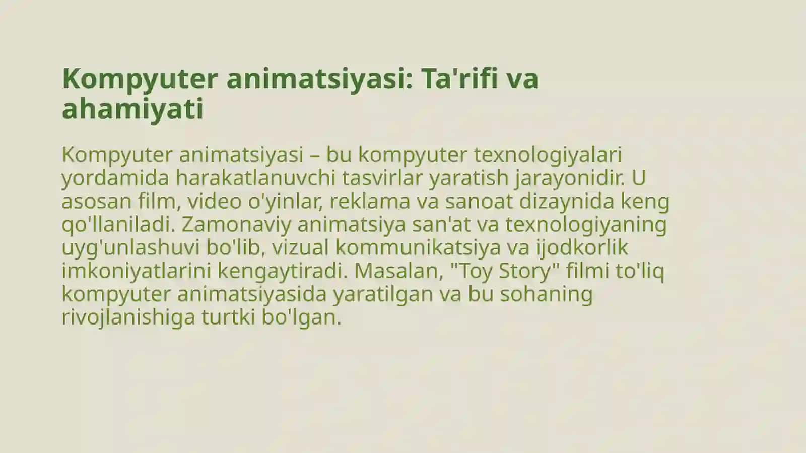 Kompyuter animatsiyasi haqida umumiy ma’lumot 3