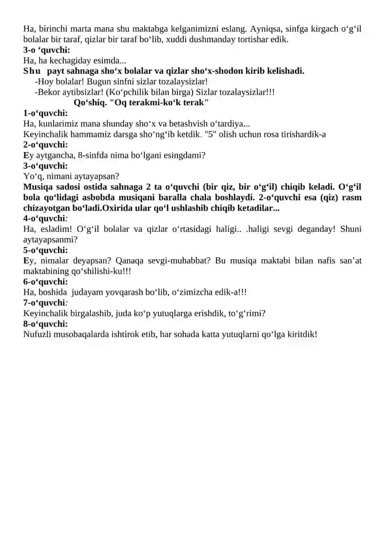 Oq yo‘l bitiruvchi tadbir ssenariysi 3
