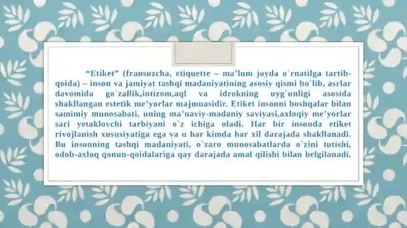 Inson ma’naviyatida etiketning o`rn 3