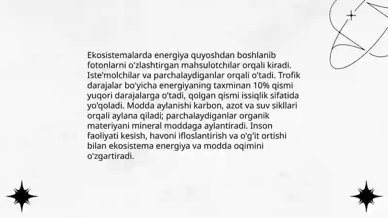 Ekosistemalarda modda va energiya oqimi 3