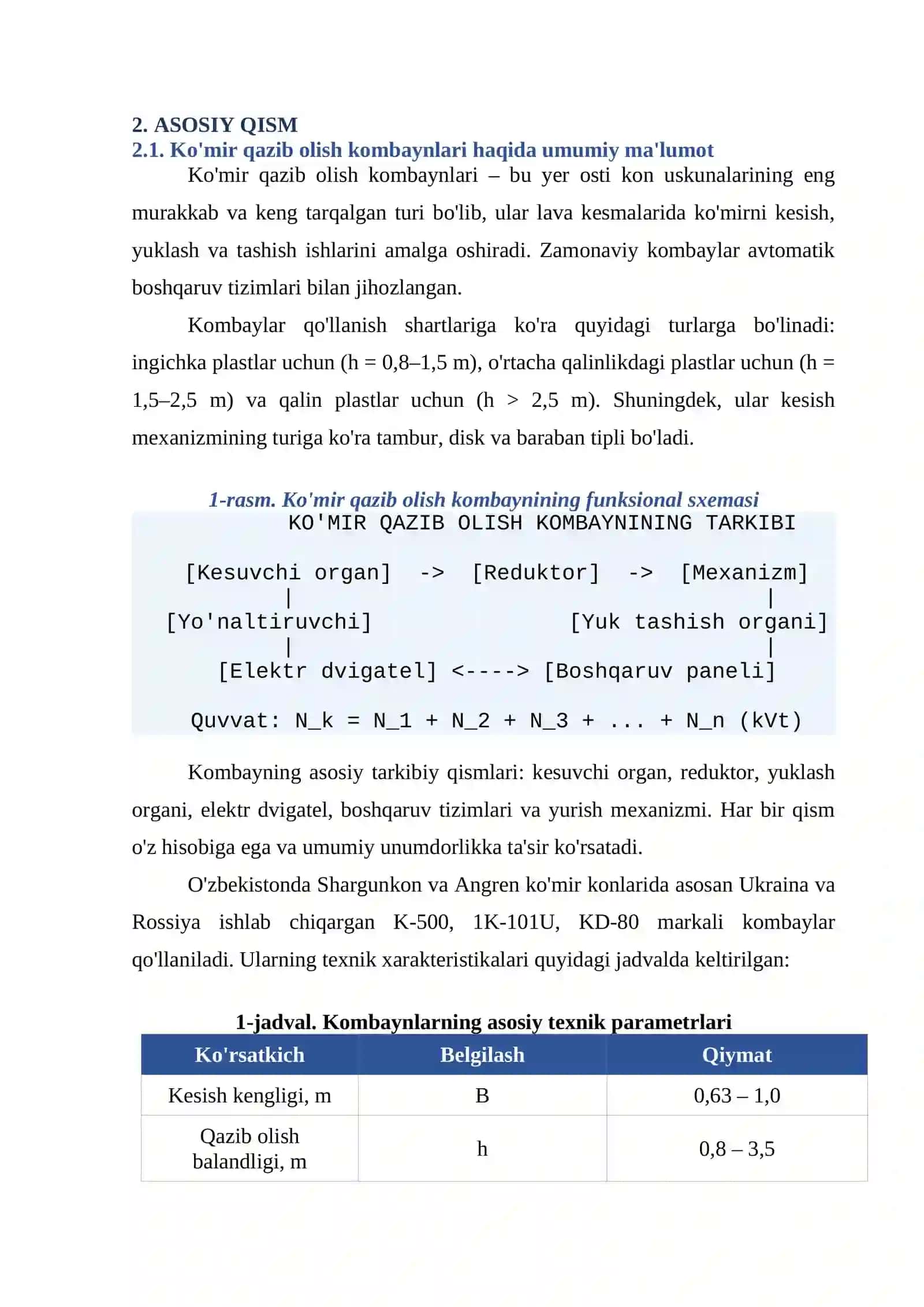 Ko'mir qazib olish kombaynini hisoblash 3
