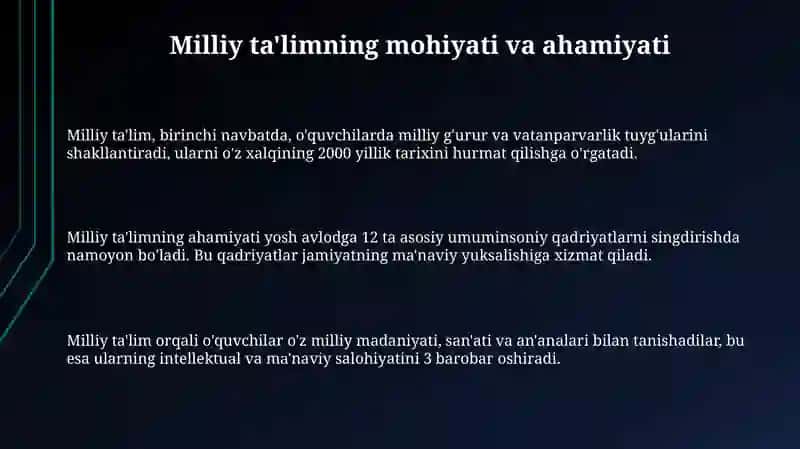 Ta'lim tizimida milliy tarbiyani singdirish usullari 3