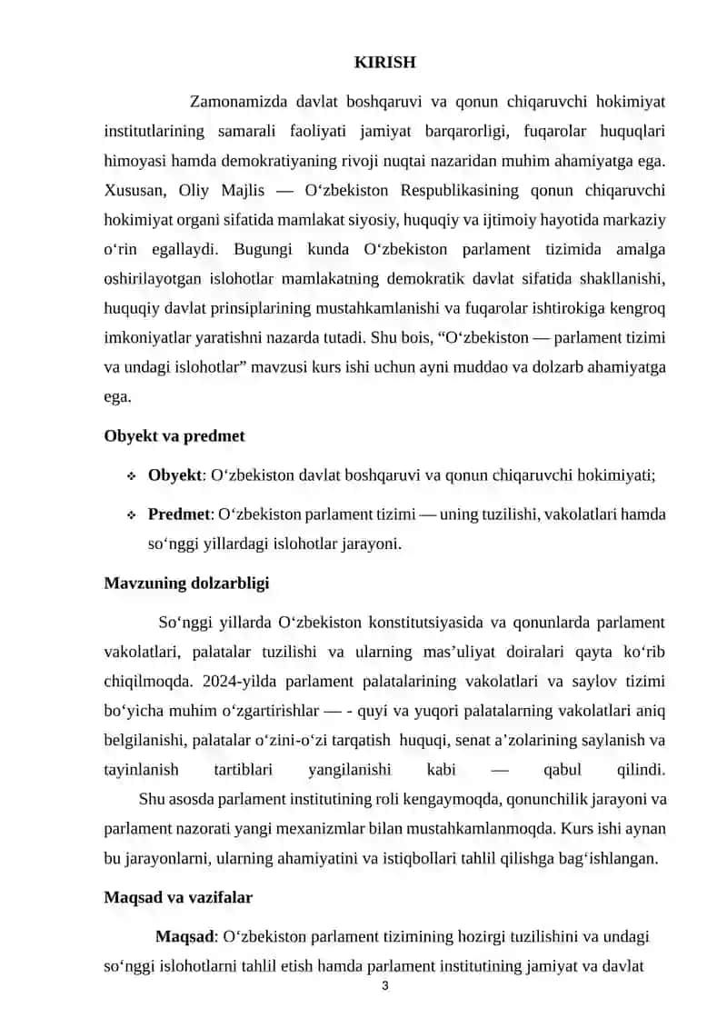 Oʻzbekistonda parlament tizimi undagi islohotlar 3