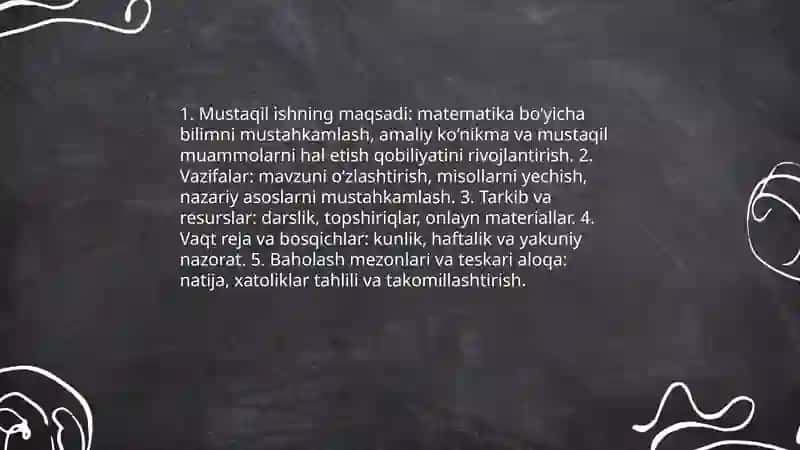 Mustaqil ishlar tashkili 3