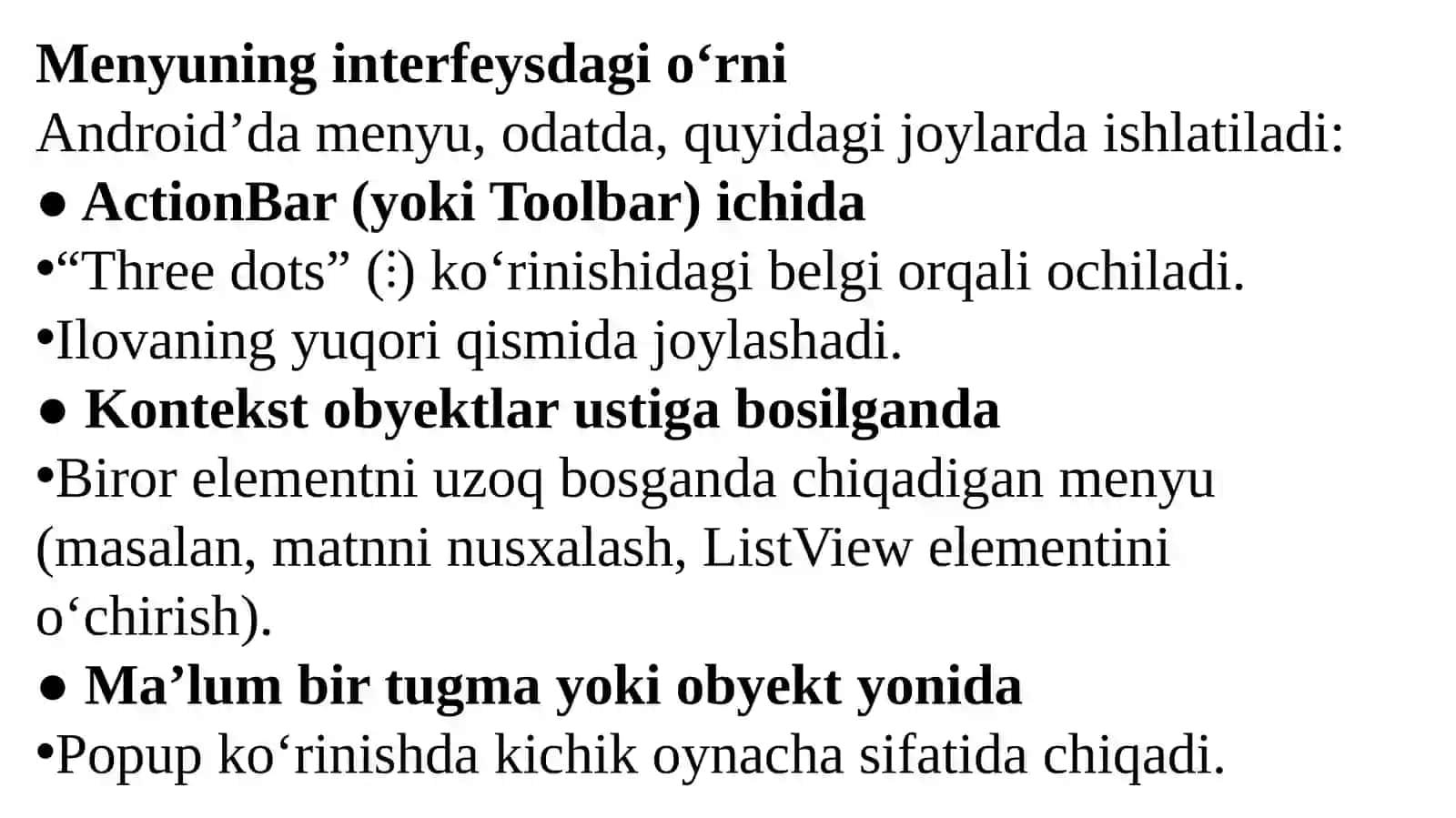 Menyu va kontekst menyular 3