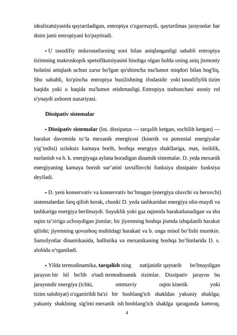 Entropiya va Dissipativ Strukturalar 3