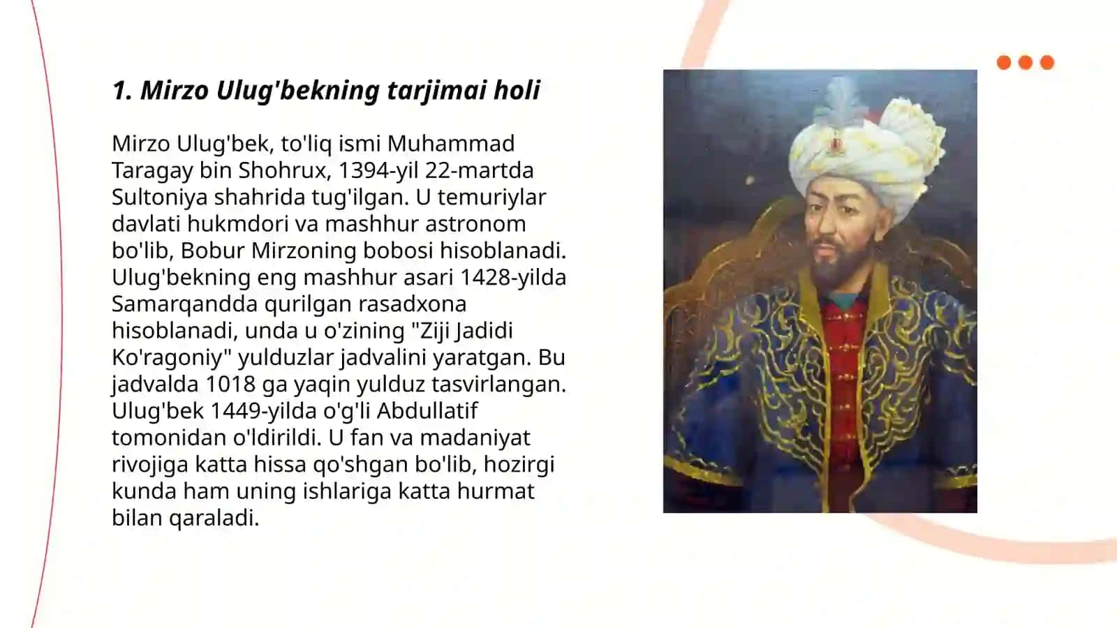 Mirzo Ulug'bekning tarjimai holi 3