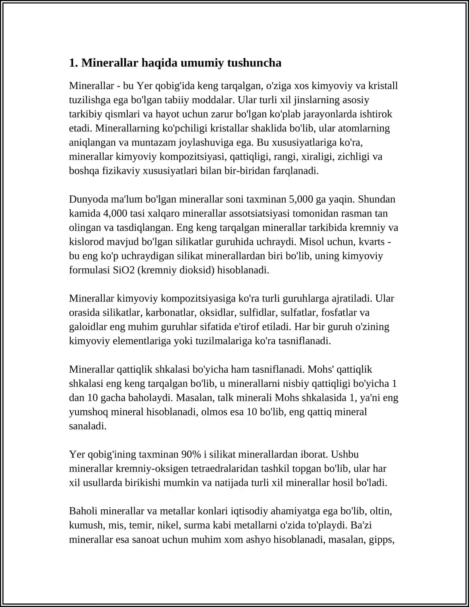 MINERALLAR VA KAOLINLAR HAQIDA 3