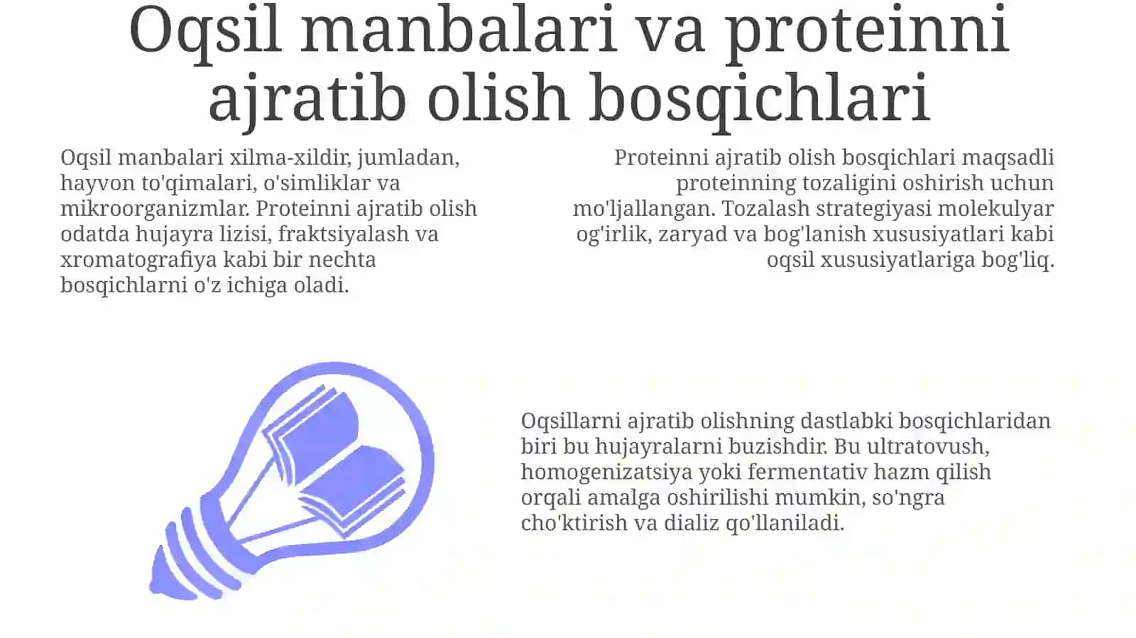 Oqsillarni tozalash va ajratish usullari 3