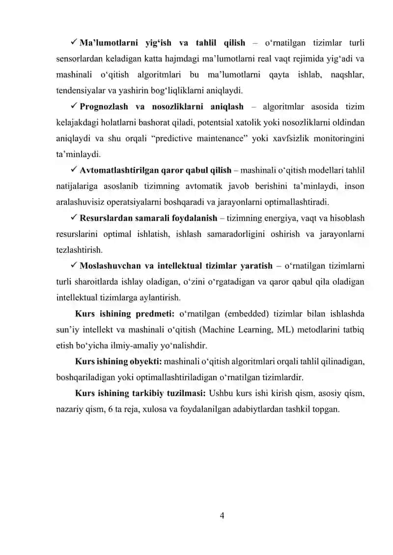 O‘RNATILGAN TIZIMLARDA MASHINALI O‘QITISH ALGORITMLARINI QO‘LLASH 3
