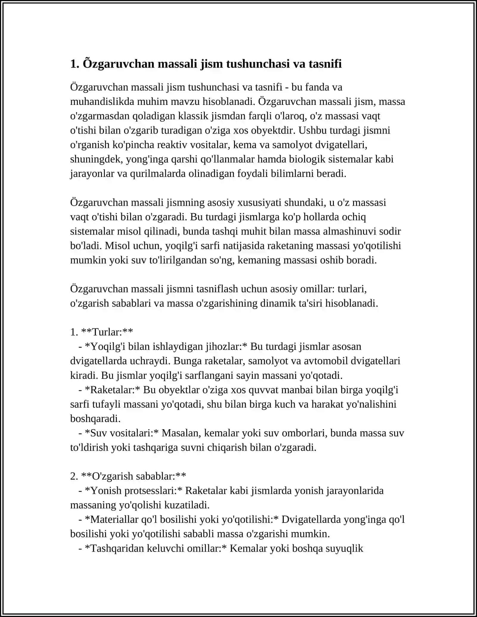 ÕZGARUVCHAN MASSALI JISMNING HARAKATI 3