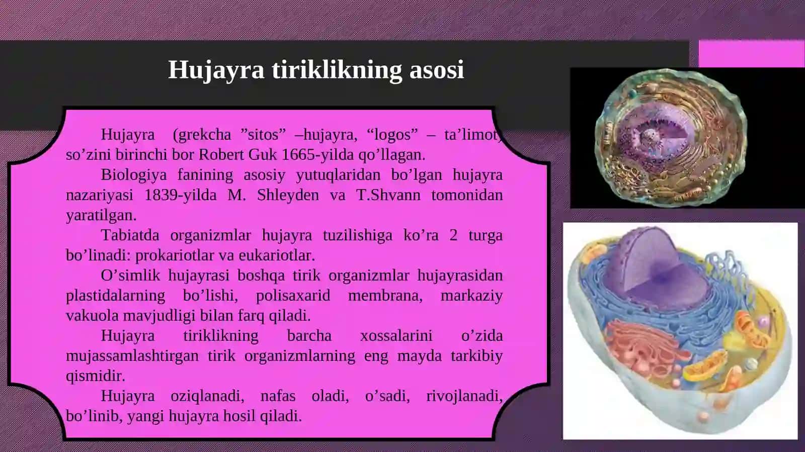 Hujayra tiriklikning asosi 3