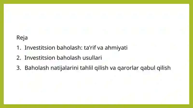 Investitsion baholash usullari 3