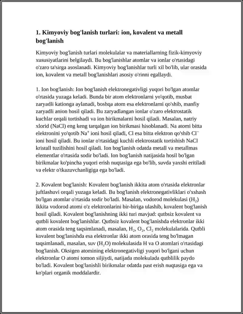 Kimyoviy bog'lanish va molekulaning tuzilishi 3