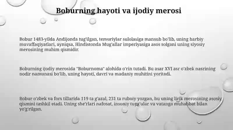 Bobur lirikasi 3