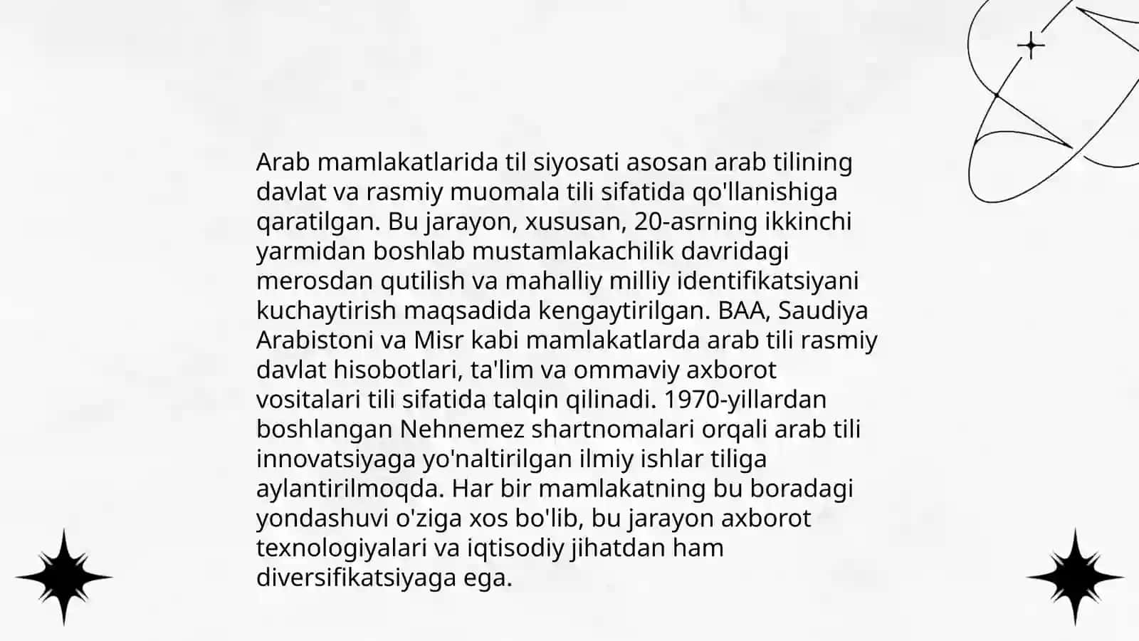 Arab mamlakatlaridagi til siyosatining asosiy yo’nalishlari 3