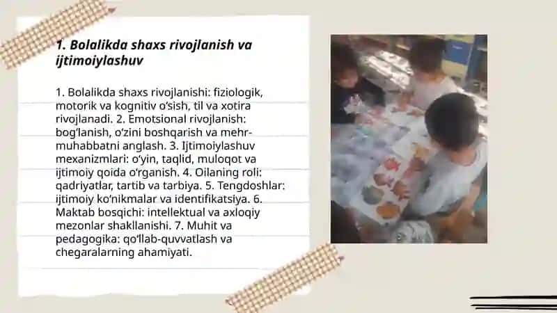 Bolalikda Shaxs Rivojlanish va Ijtimoiylashuv 3