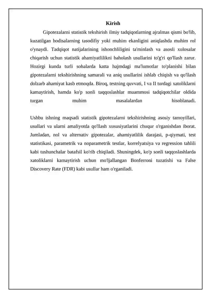 Statistik gepotezalarni tekshirish 3