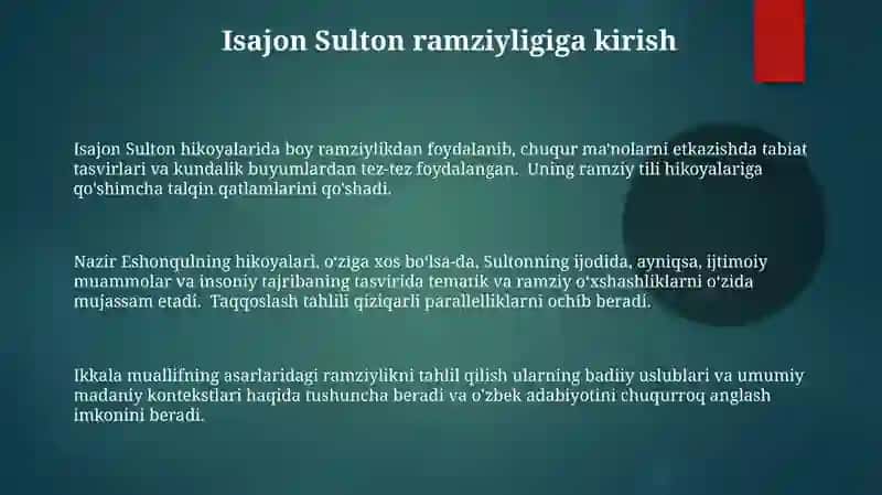 Isajon Sulton hikoyalarida ramziylik 3