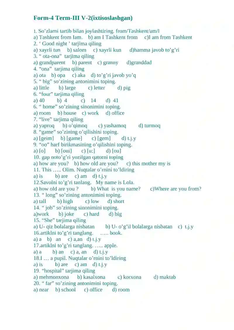 Form-4 Term-II V-1 (ixtisoslashgan) 3