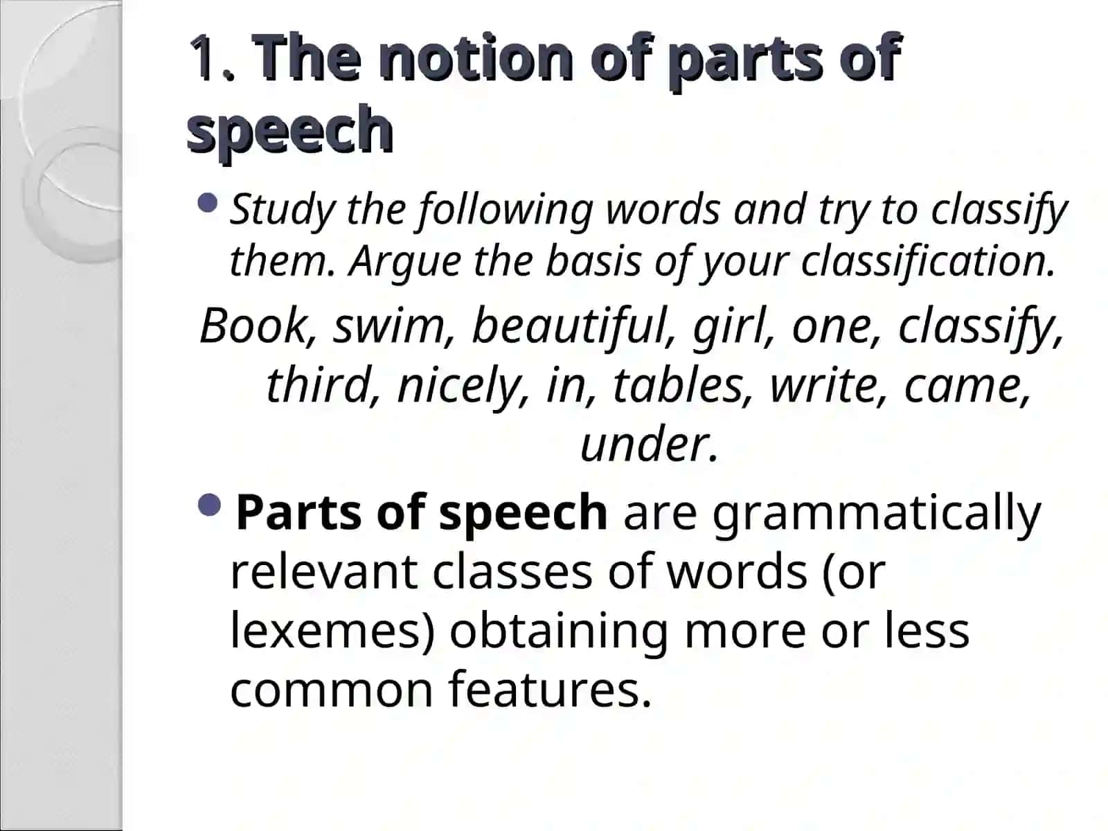 LECTURE 3PARTS OF SPEECH 3