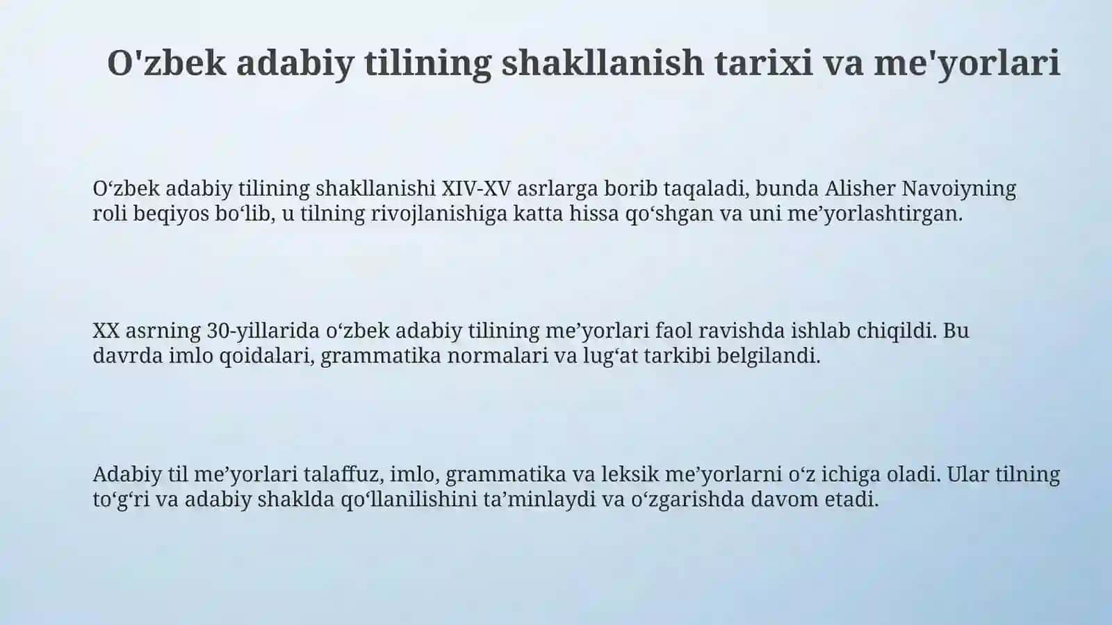 O'zbek adabiy tilining me'yorlari 3