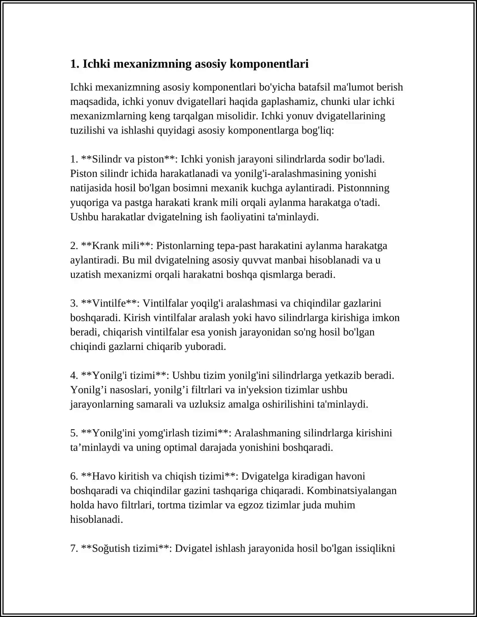 ICHKI MEXANIZIMNING DIVIGITILI VA TUZILMALARI 3