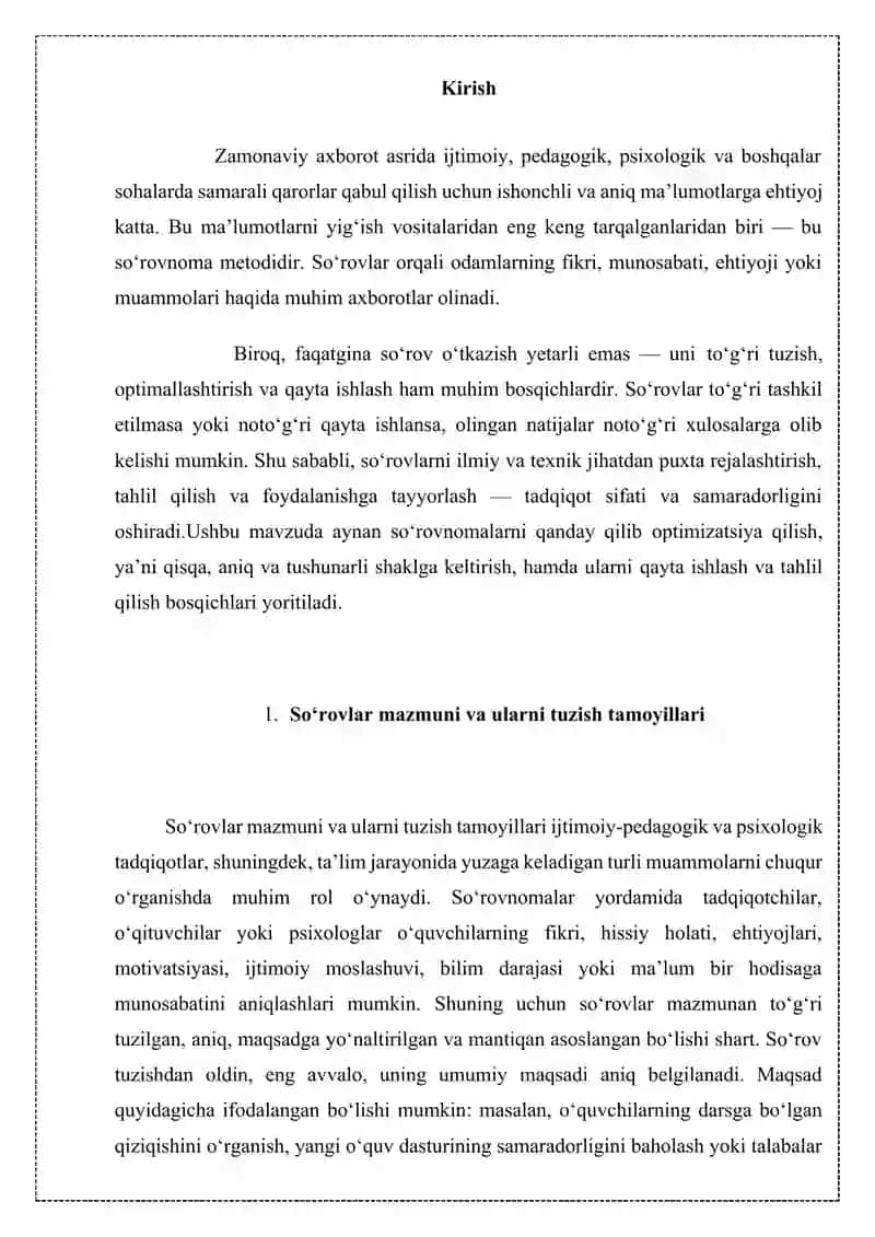 Soʻrovlarni optimallashtirish va qayta ishlash 3