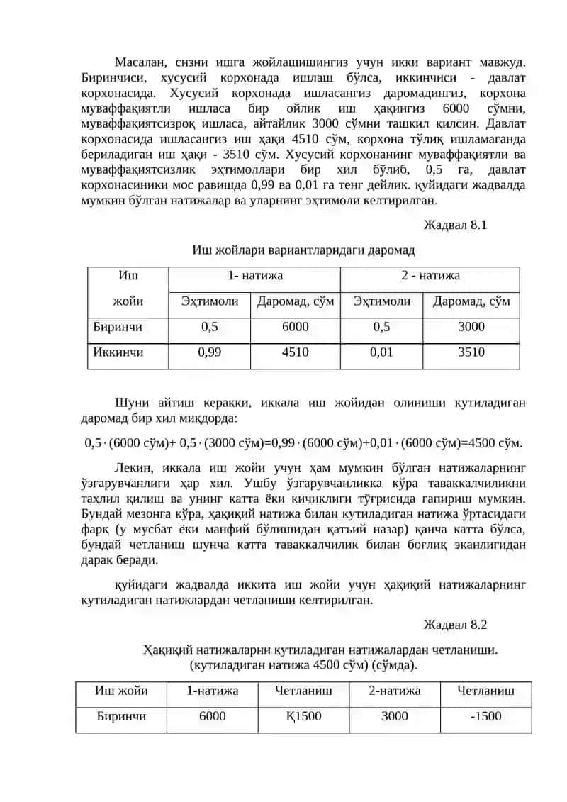 Бозор ва таваккалчилик 3