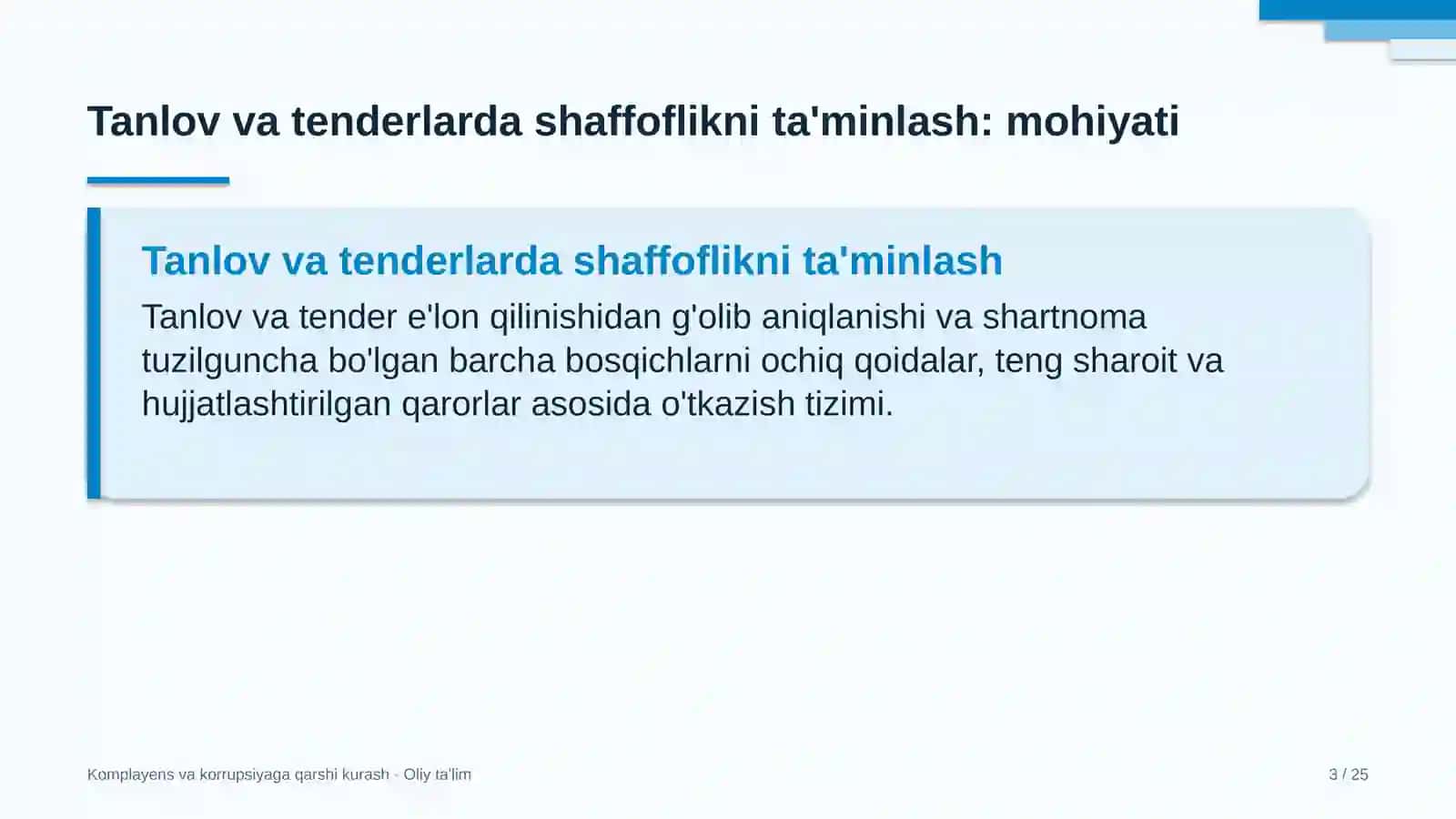 Bolalar sog'lomlashtirish oromgohlarida tanlov va tender jarayonlarida shaffoflikni ta'minlash 3