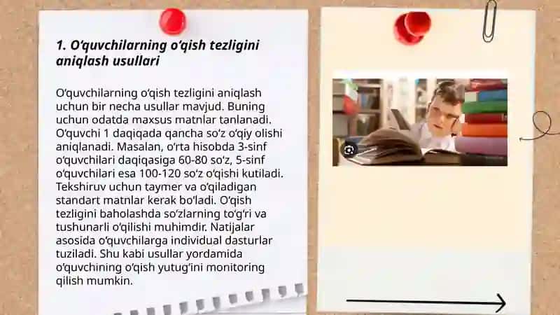 O'quvchilarning o'qish tezligini aniqlash 3