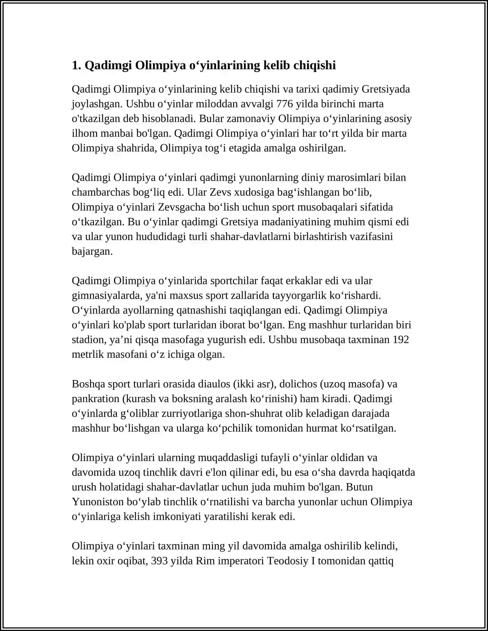 QADIMGI OLIMPIYA OʻYINLARI 3