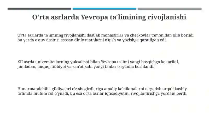 O'rta asrlarda Yevropada talim tizimi va maktablar 3