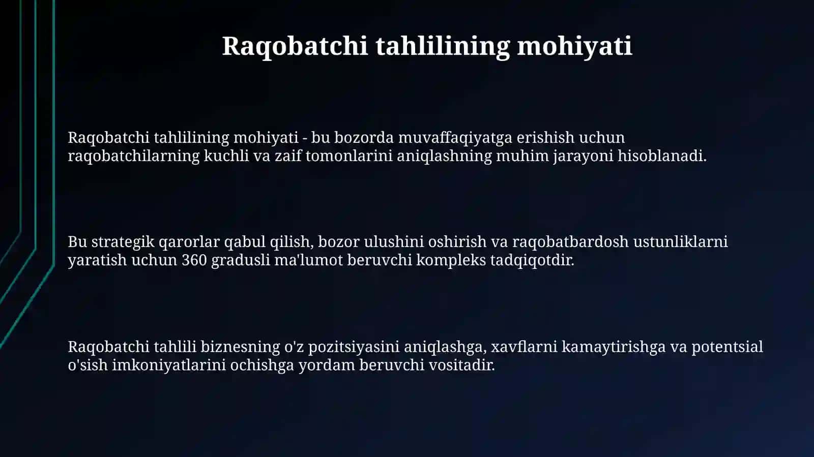 Raqobatchi tahlilining mohiyati 3