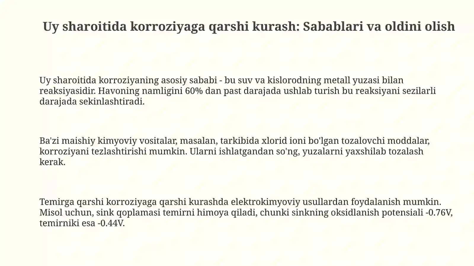 Uyda korroziyani kamaytirishyo'llari 3