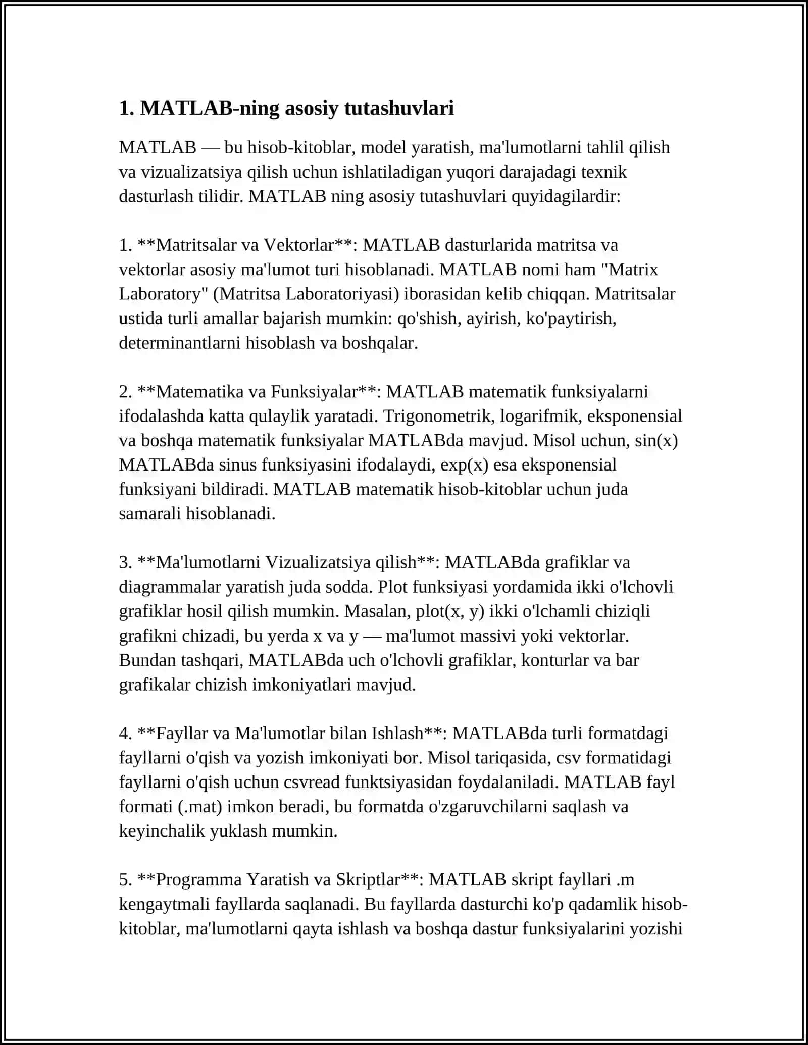 MATLAB ILOVASIDA DASTURLASHNI QÒLLASH 3