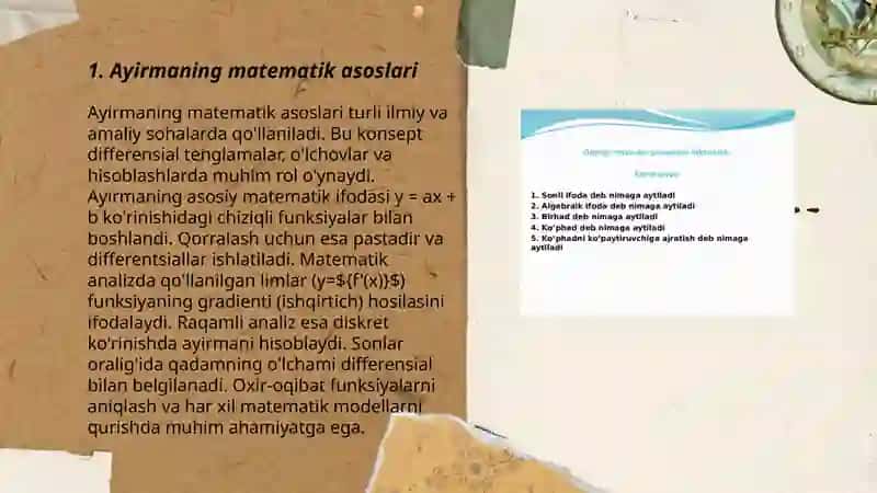 Ayirmaning matematik asoslari 3